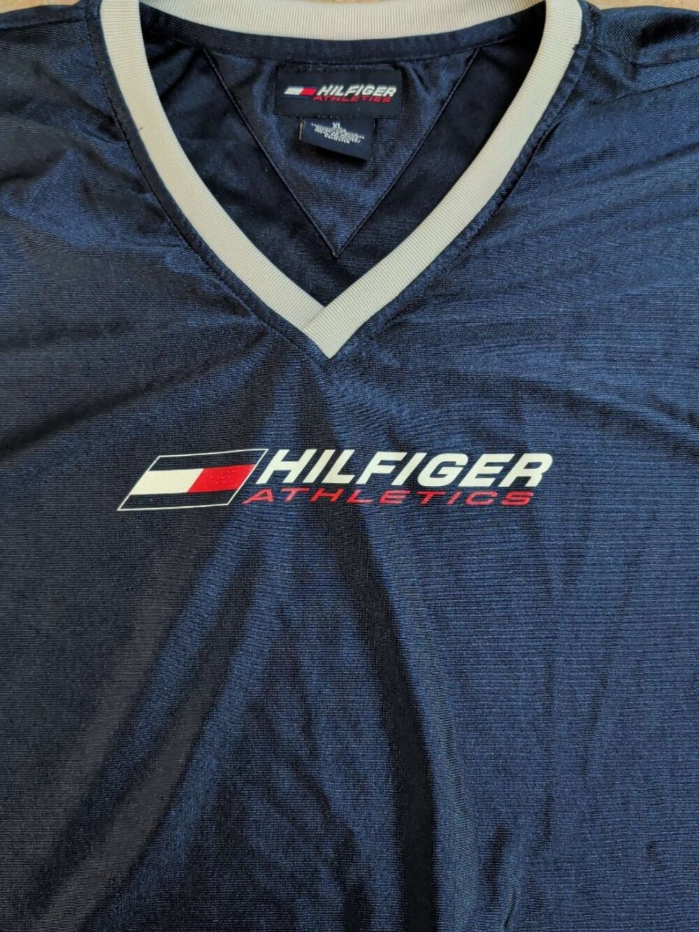 Tommy Hilfiger Athletics T-Shirt Mens XL Navy White Yellow Color Block - Picture 7 of 7
